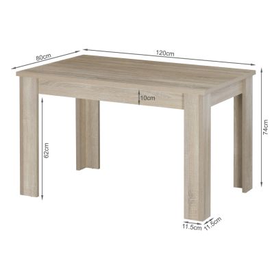 Azar Dining Table Rectangle 120 X 80cm - Oak