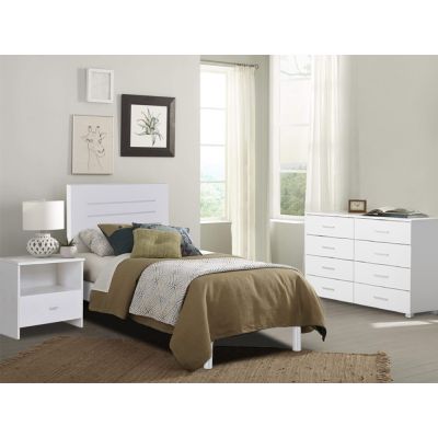 MAKALU Single Bedroom Furniture Package with GARRET Low Boy - WHITE