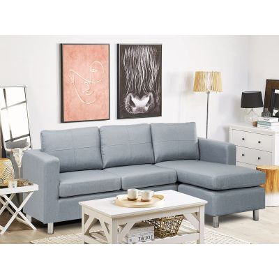 Seattle 3-Seater Fabric Sofa Couch with Chaise - Grey
