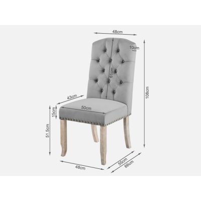 LAYLA 2PCS Velvet Dining Chair - GREY
