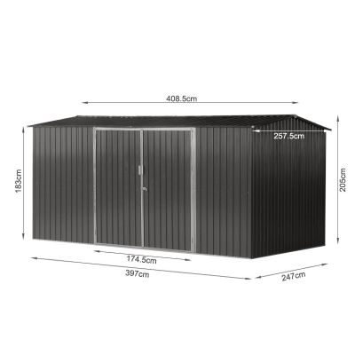 TOUGHOUT Garden Shed 2.6M x 4.1M x 2.1M BLACK
