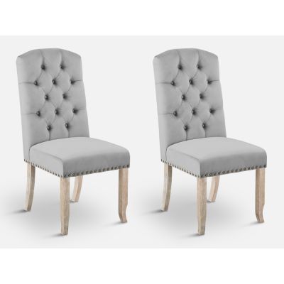 LAYLA 2PCS Velvet Dining Chair - GREY