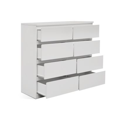TONGASS Wooden Low Boy 8 Drawers - WHITE