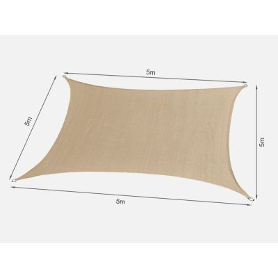 TOUGHOUT Shade Sail Square 5m x 5m - DESERT SAND