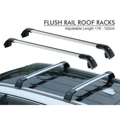 118-122cm Universal Car SUV Flush Rail Roof Rack 2PCS - SILVER