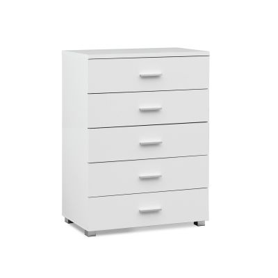 Bram Tallboy 5 Drawer Chest Dresser - White