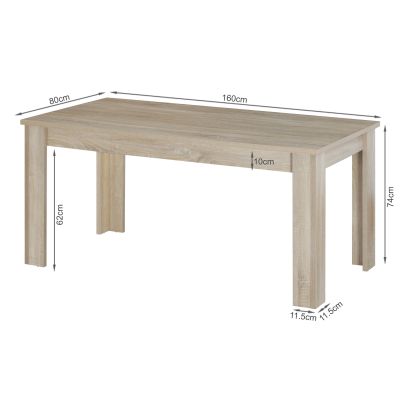 Azar Dining Table Rectangle 160 x 80cm - Oak