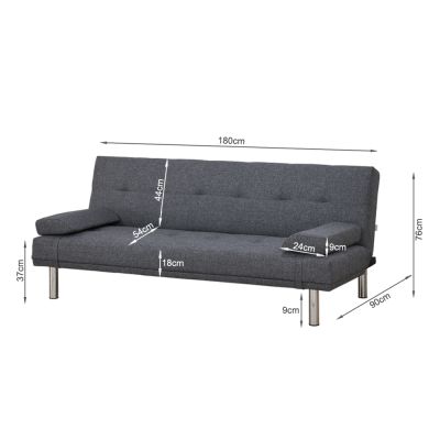 DENVER 3-Seater Sofa Bed GREY