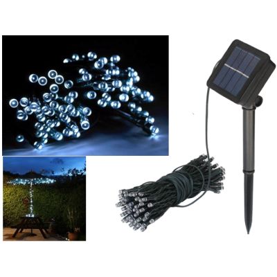 100 LED Lights Solar Outdoor String Lights 13M - WHITE
