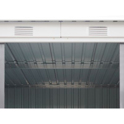 TOUGHOUT Garden Shed with Side Canopy 3.03M x 1.93M x 1.9M GREY