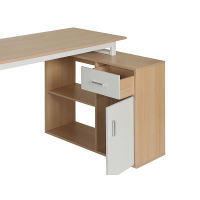 Yates 120cm Computer Desk with Right Cabinet - Oak