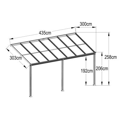Toughout Patio Canopy Roof 4.4m x 3m - Charcoal Grey