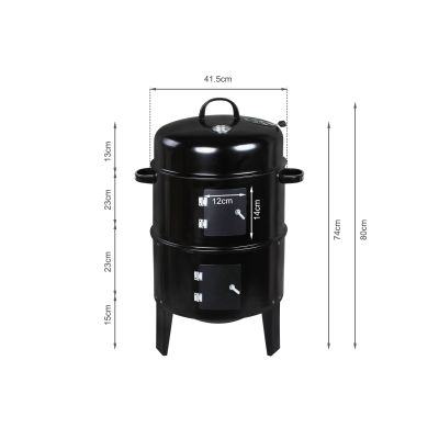 3 in 1 Charcoal BBQ Smoker Grill