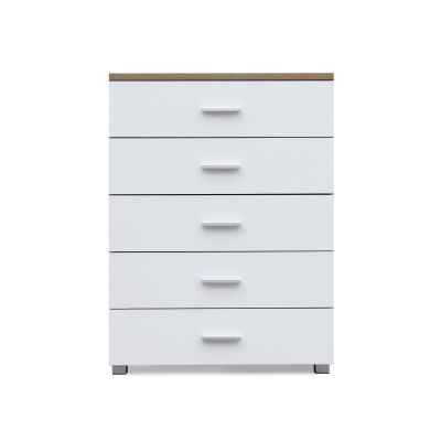 Bram Tallboy 5 Drawer Chest Dresser - Oak + White