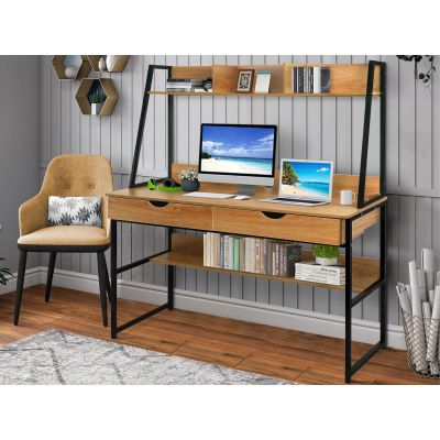 Siya 120cm Computer Study Desk with Drawers - Walnut