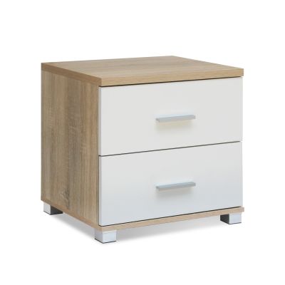 Bram Bedside Table - Oak + White