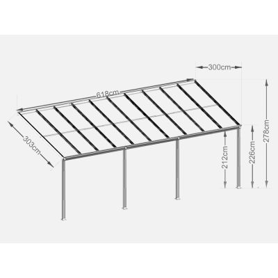 TOUGHOUT Patio Canopy Roof 6.18M x 3M - WHITE