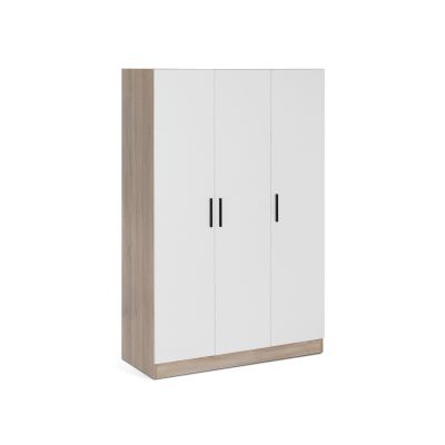 Bram 3 Door Wardrobe Cabinet - Oak + White