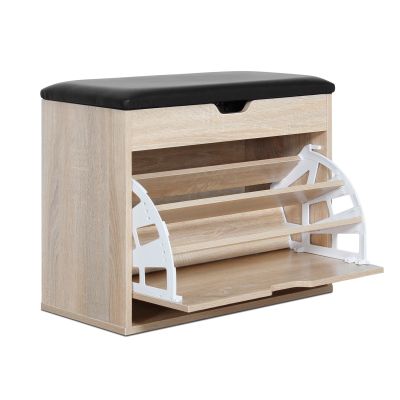 HAWEA Shoe Rack Wooden Storage Cabinet 3 Layer - OAK