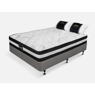 VINSON Fabric Queen Bed with Ultra Comfort Mattress - GREY