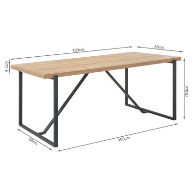 LIRON Dining Table Rectangle 180x90cm - OAK
