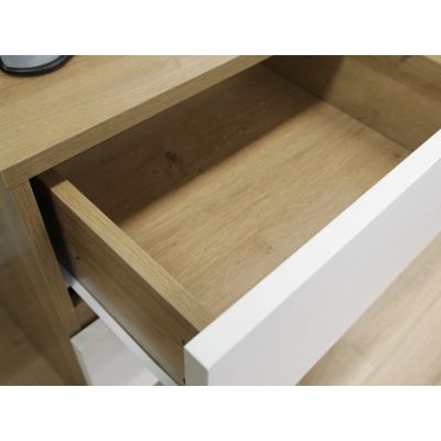 Harris Bedside Table - Oak + White