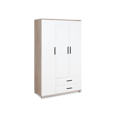Bram 3 Door Wardrobe with 2 Drawers - Oak + White