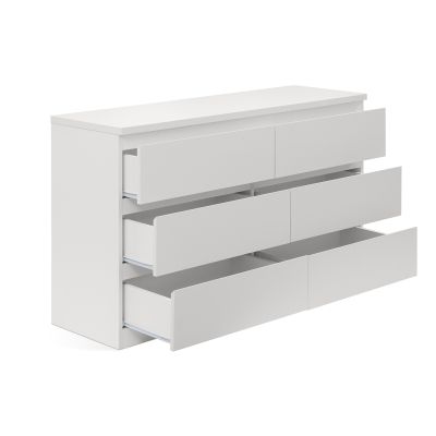 Tongass Wooden Low Boy 6 Drawers - White