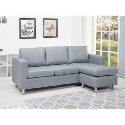 Seattle 3-Seater Fabric Sofa Couch with Chaise - Grey