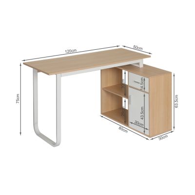 Yates 120cm Computer Desk with Right Cabinet - Oak