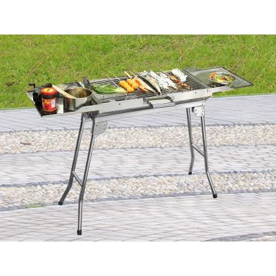 Stainless Steel Portable BBQ Grill with 20 Skewers