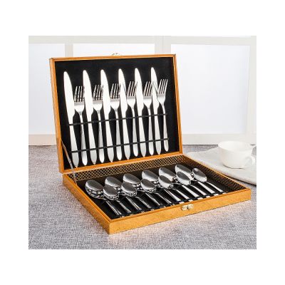 Wooden Box Stainless Steel Cutlery 24PCS Set