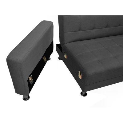 Colorado 3 Seater Sofa Bed Futon with Chaise - Dark Grey