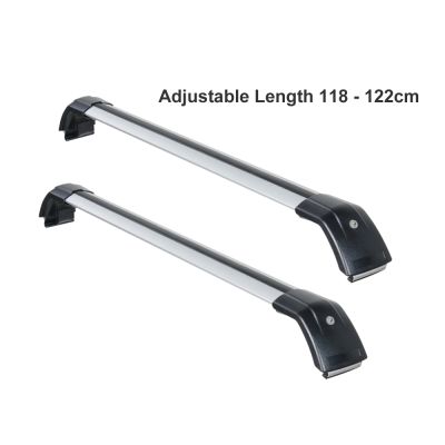 118-122cm Universal Car SUV Flush Rail Roof Rack 2PCS - SILVER