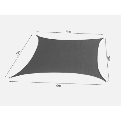 TOUGHOUT Shade Sail Rectangle 3m x 4m - CHARCOAL