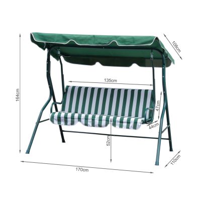 Outdoor Patio Garden 3 Seater Swing Seat Chair