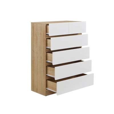 Harris 6 Drawers Tallboy - Oak + White