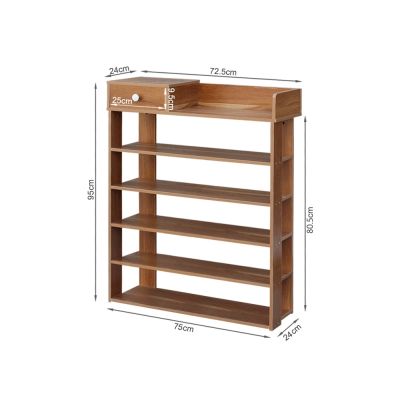 PUKAKI 6 Tiers Shoe Rack Organiser Shelf - MAPLE