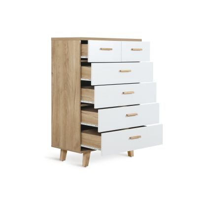 Alton Bedroom Storage Package 3PCS with Low Boy 8 Drawers - Natural + White