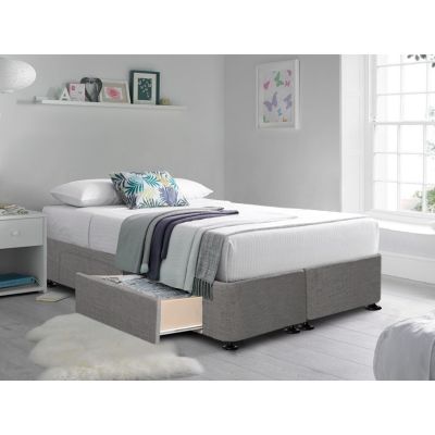 CHARLES Fabric King Split Bed Base 4 Drawers - GREY