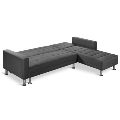 Colorado 3 Seater Sofa Bed Futon with Chaise - Dark Grey