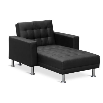 Colorado 3 Seater Sofa Bed Futon with Chaise - Black