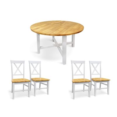 Bali 5 Piece Dining Room Furniture Package - Oak + White