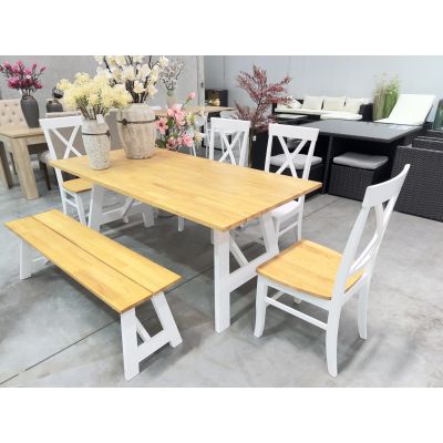 Bali 6 Piece Dining Room Furniture Package - Oak + White