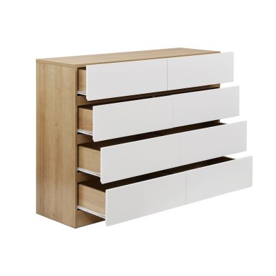 Harris 8 Drawers Low Boy - Oak + White