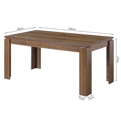 Azar Dining Table Rectangle 180 x 90cm - Walnut