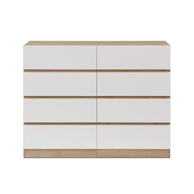 Harris 8 Drawers Low Boy - Oak + White