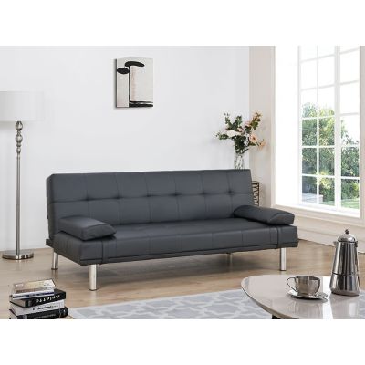 DENVER 3-Seater PU Sofa Bed BLACK