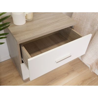 Bram Bedside Table - Oak + White