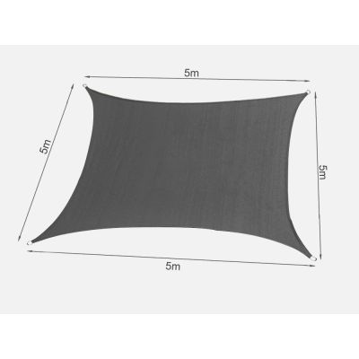 TOUGHOUT Shade Sail Square 5m x 5m - CHARCOAL